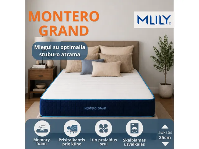 Čiužinys Mlily Montero Grand 160x200x25 cm