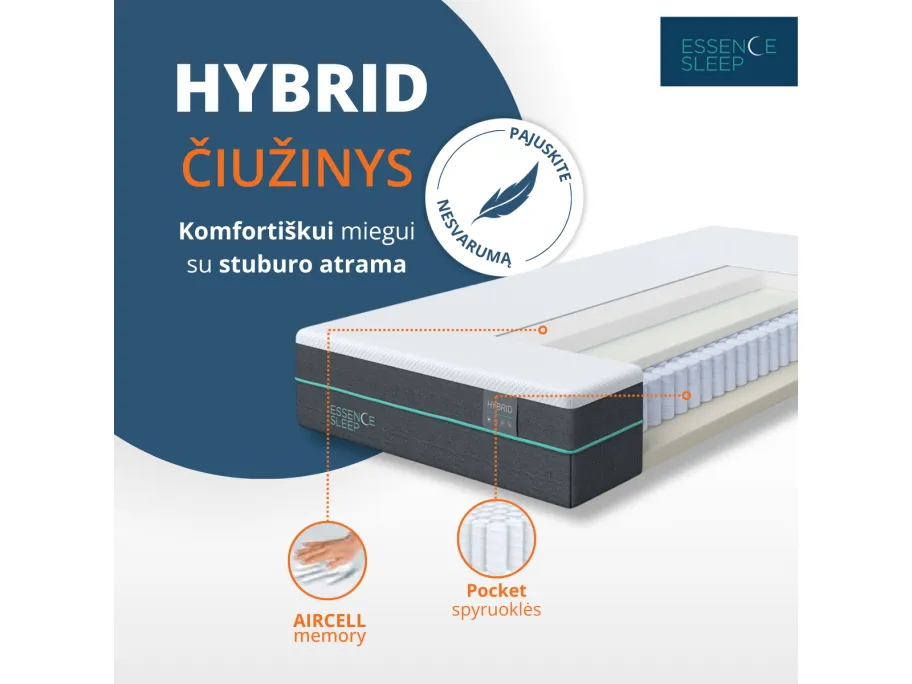 Čiužinys Essence sleep HYBRID, 90x200x22 cm