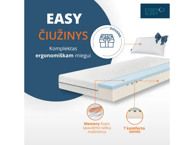 Essence Sleep Easy čiužinio ir pagalvės komplektas,...