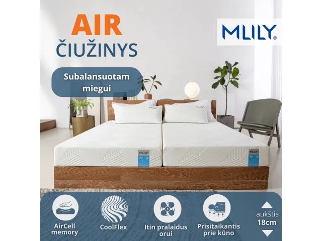 Čiužinys Mlily AIR, 90x200x18 cm