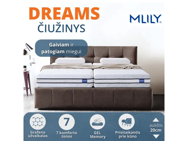 Čiužinys Mlily Dreams, 90x200x20 cm
