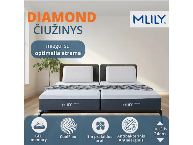 Čiužinys Mlily Diamond, 90x200x24 cm