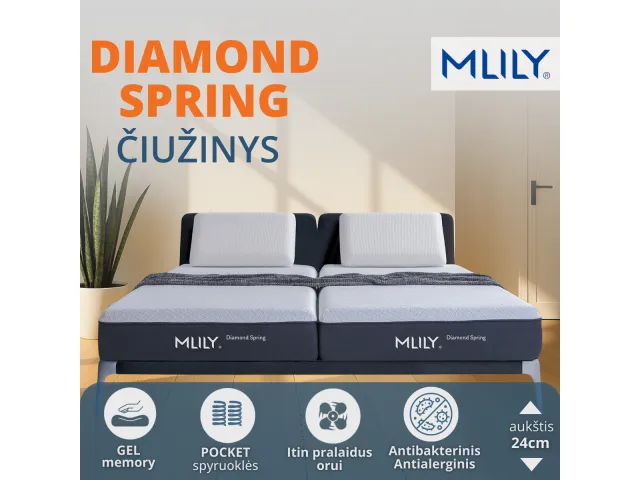 Čiužinys Mlily Diamond Spring, 90x200x24 cm