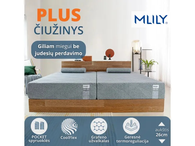 Čiužinys Mlily Plus Spring, 90x200x26cm