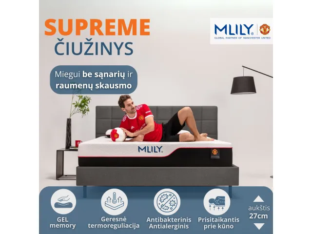 Čiužinys Mlily Supreme Manchester United, 180x200x27 cm