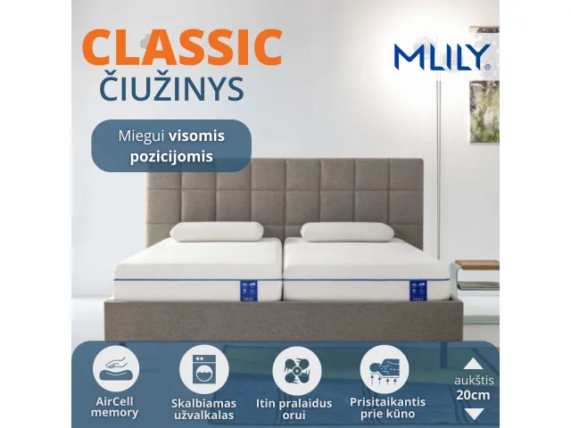 Čiužinys Mlily Classic, 160x200x20cm