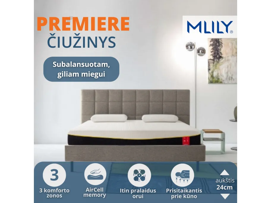 Čiužinys Mlily Premiere, 160x200x24 cm