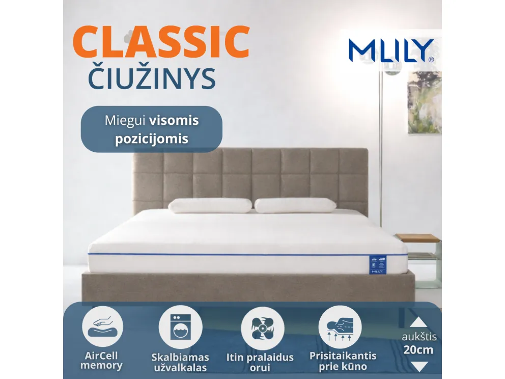 Čiužinys Mlily Classic, 140x200x20cm