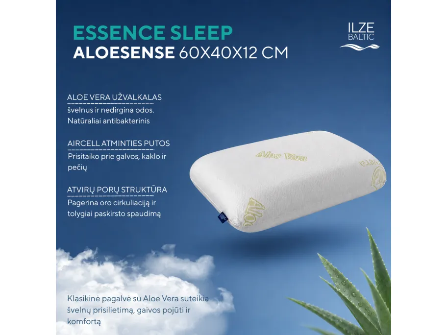 Pagalvė Essence Sleep Aloesense, 60x40x12 cm